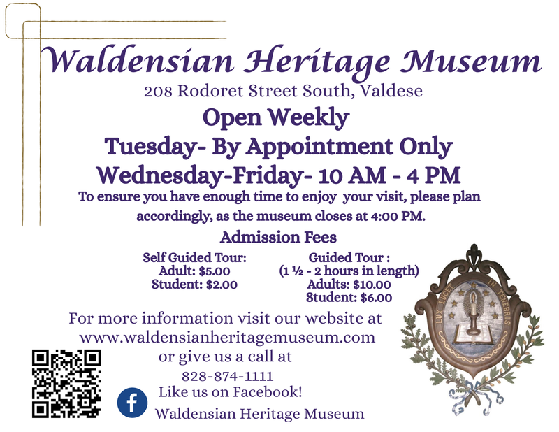 Waldensian Heritage Museum hours 2026.png